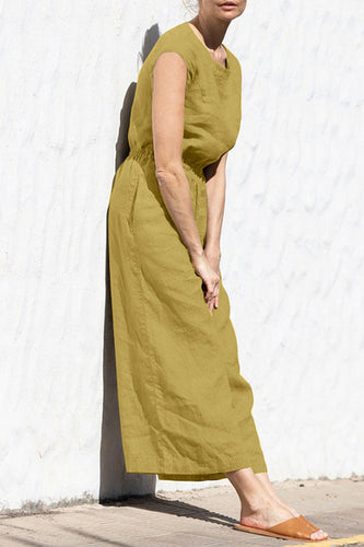 Heidi-Mode | Lässige Einfachheit Einfarbige Taschen Oausschnitt Lose Jumpsuits