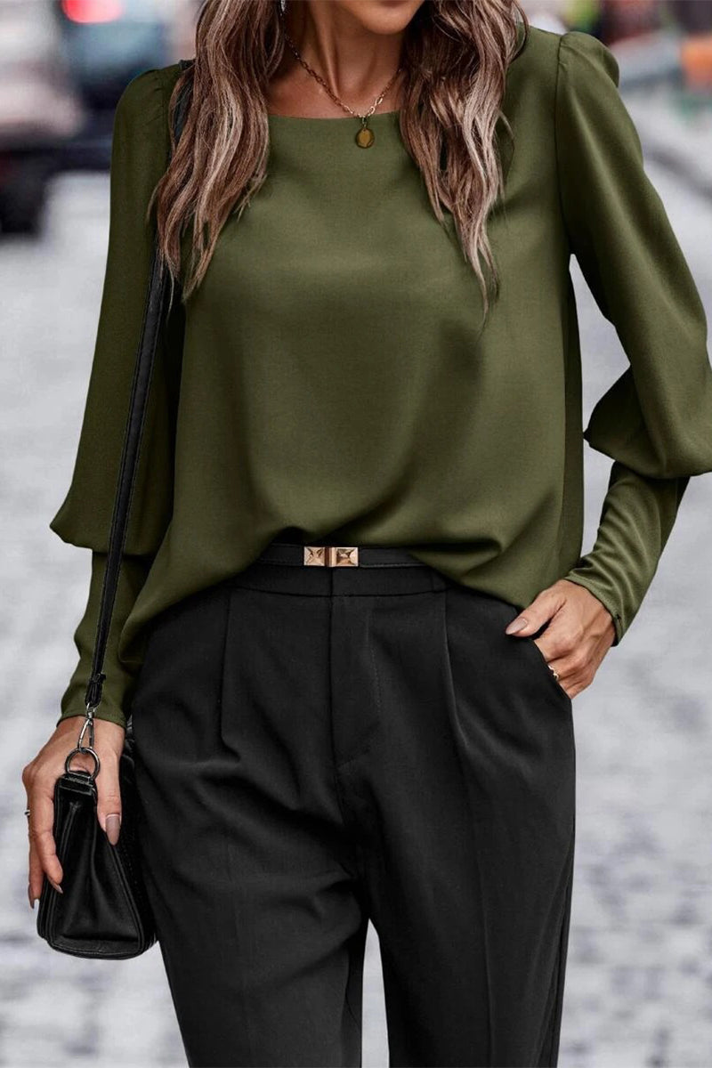 Heidi-Mode | Elegante Einfarbige Knöpfe O-Hals Tops