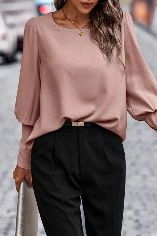 Heidi-Mode | Elegante Einfarbige Knöpfe O-Hals Tops