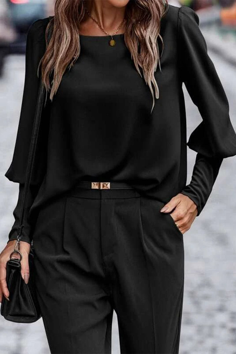 Heidi-Mode | Elegante Einfarbige Knöpfe O-Hals Tops