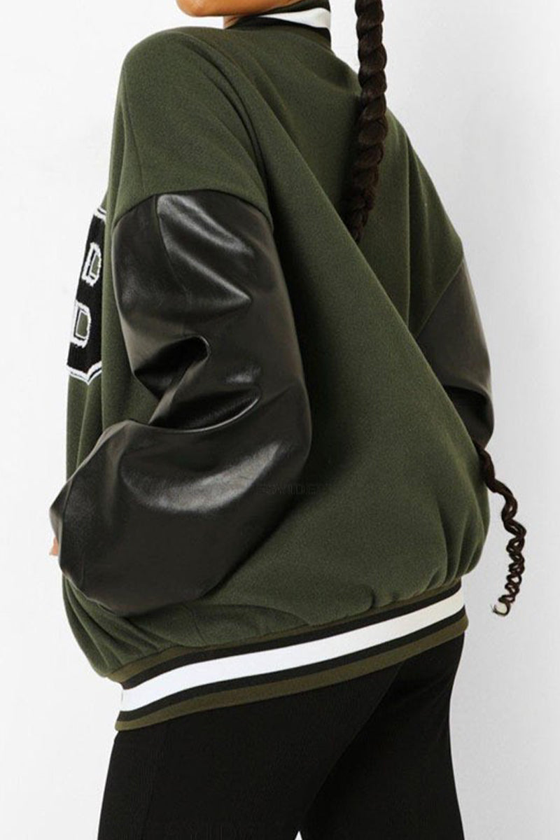 Heidi-Mode | Street Letter Bestickte O-Hals Oberbekleidung