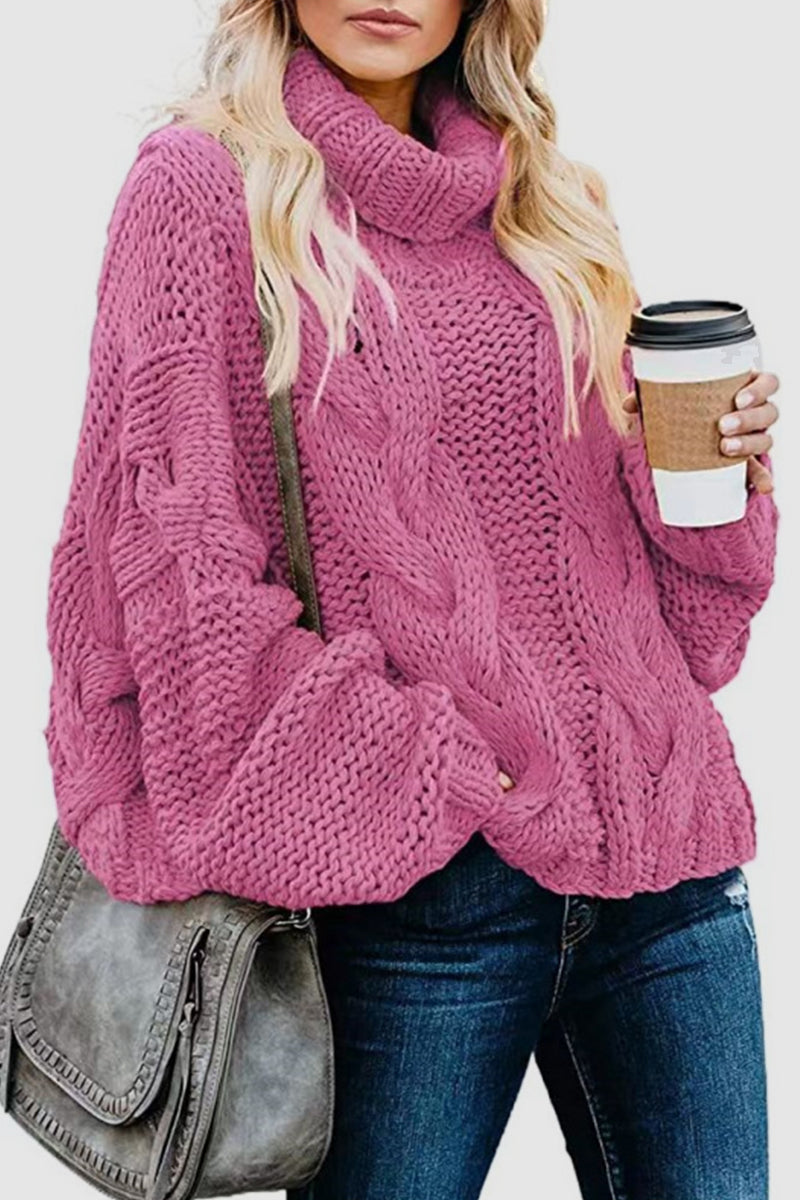 Heidi-Mode | Lässige Einfarbige Patchwork Rollkragenoberteile - 9 Farben