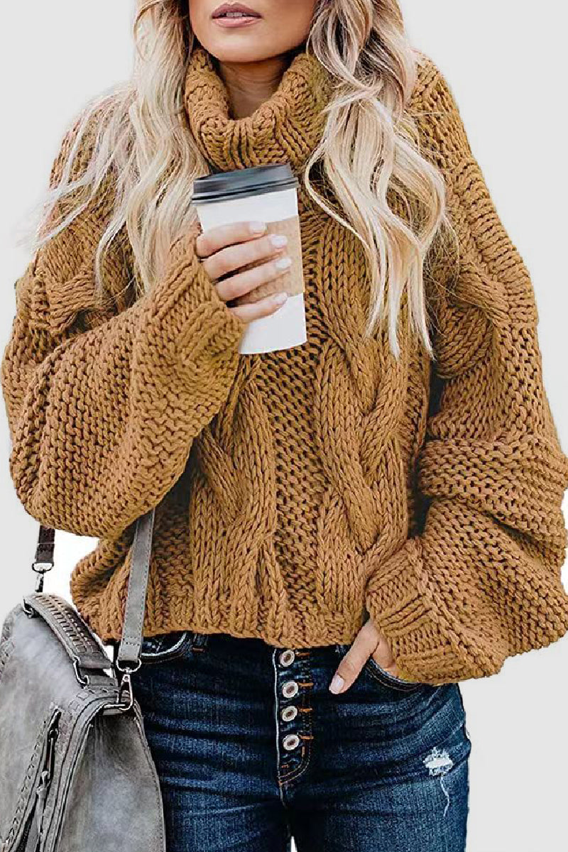 Heidi-Mode | Lässige Einfarbige Patchwork Rollkragenoberteile - 9 Farben