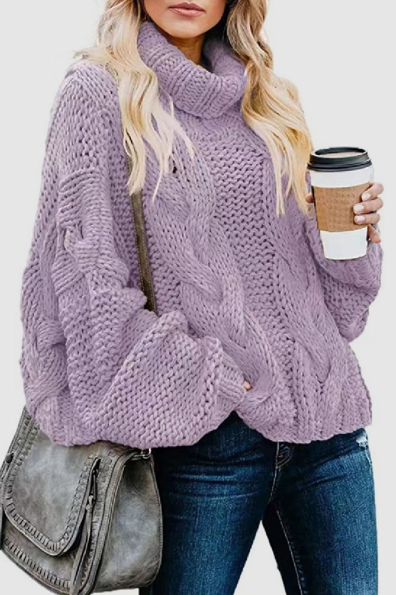 Heidi-Mode | Lässige Einfarbige Patchwork Rollkragenoberteile - 9 Farben