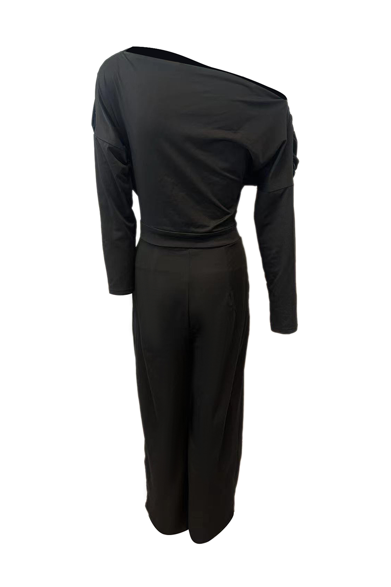Heidi-Mode | British Style Solide Rückenlos Asymmetrischer Schräger Kragen Reguläre Jumpsuits - 3 Farben
