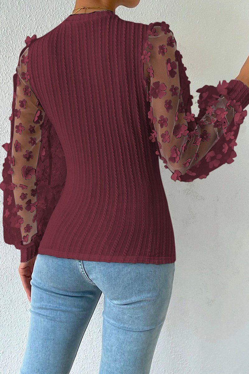 Heidi-Mode | Elegante Einfarbige Patchwork Rundhalstopps - 6 Farben