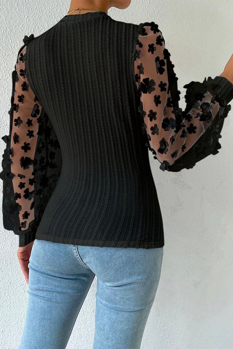 Heidi-Mode | Elegante Einfarbige Patchwork Rundhalstopps - 6 Farben