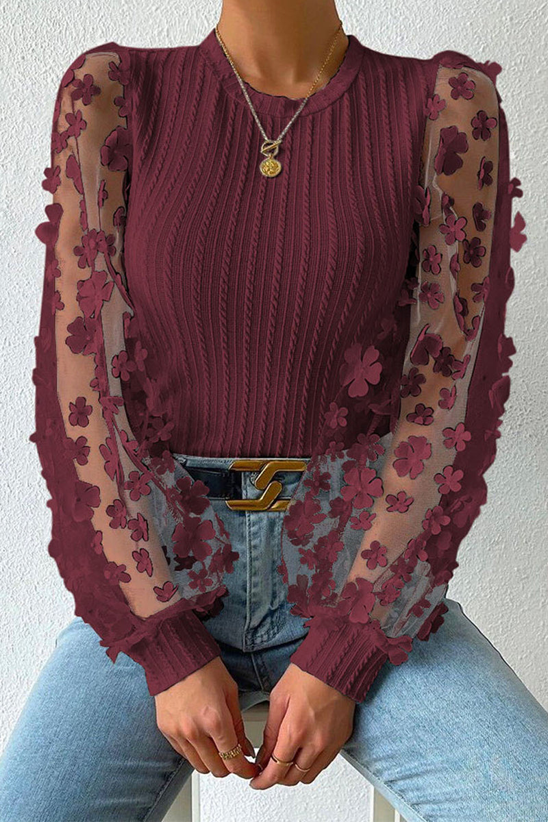 Heidi-Mode | Elegante Einfarbige Patchwork Rundhalstopps - 6 Farben