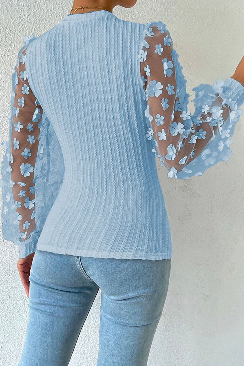 Heidi-Mode | Elegante Einfarbige Patchwork Rundhalstopps - 6 Farben