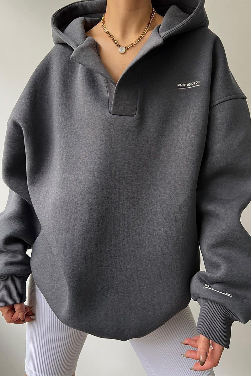Heidi-Mode | Lässige Buchstabendruck Kapuzenkragen Tops - 3 Farben
