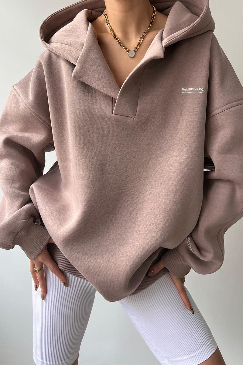 Heidi-Mode | Lässige Buchstabendruck Kapuzenkragen Tops - 3 Farben