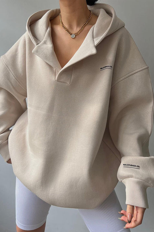 Heidi-Mode | Lässige Buchstabendruck Kapuzenkragen Tops - 3 Farben