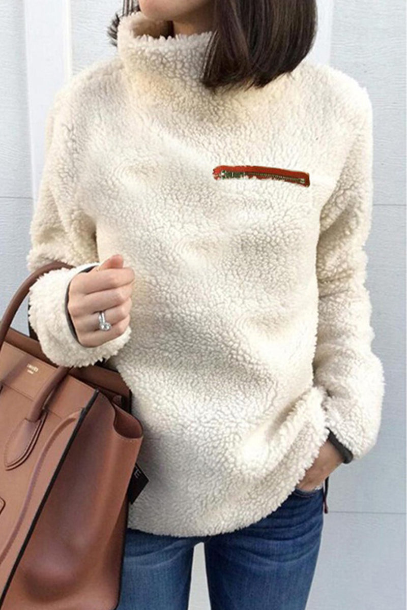 Heidi-Mode | Lässige Einfarbige Patchwork-Turtleneck-Oberteile - 6 Farben