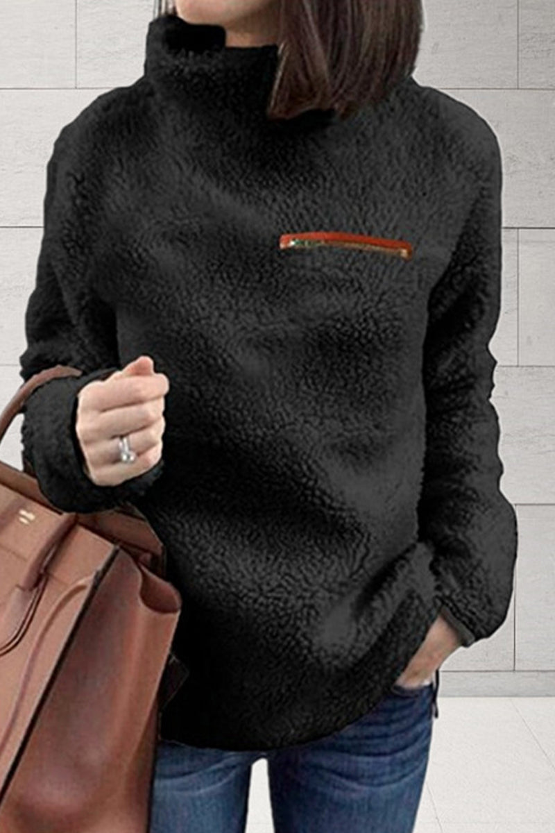 Heidi-Mode | Lässige Einfarbige Patchwork-Turtleneck-Oberteile - 6 Farben