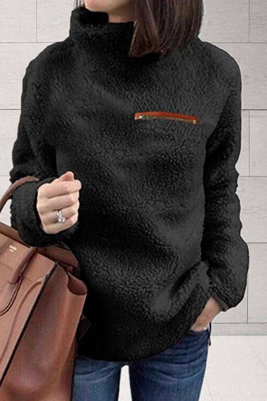 Heidi-Mode | Lässige Einfarbige Patchwork-Turtleneck-Oberteile - 6 Farben