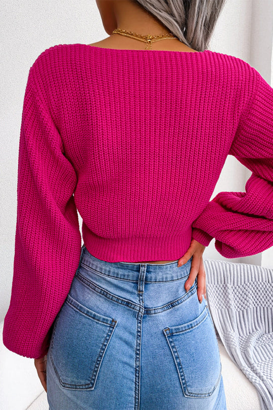 Heidi-Mode | Sexy Solid mit Schleife V-Ausschnitt Tops - 4 Farben
