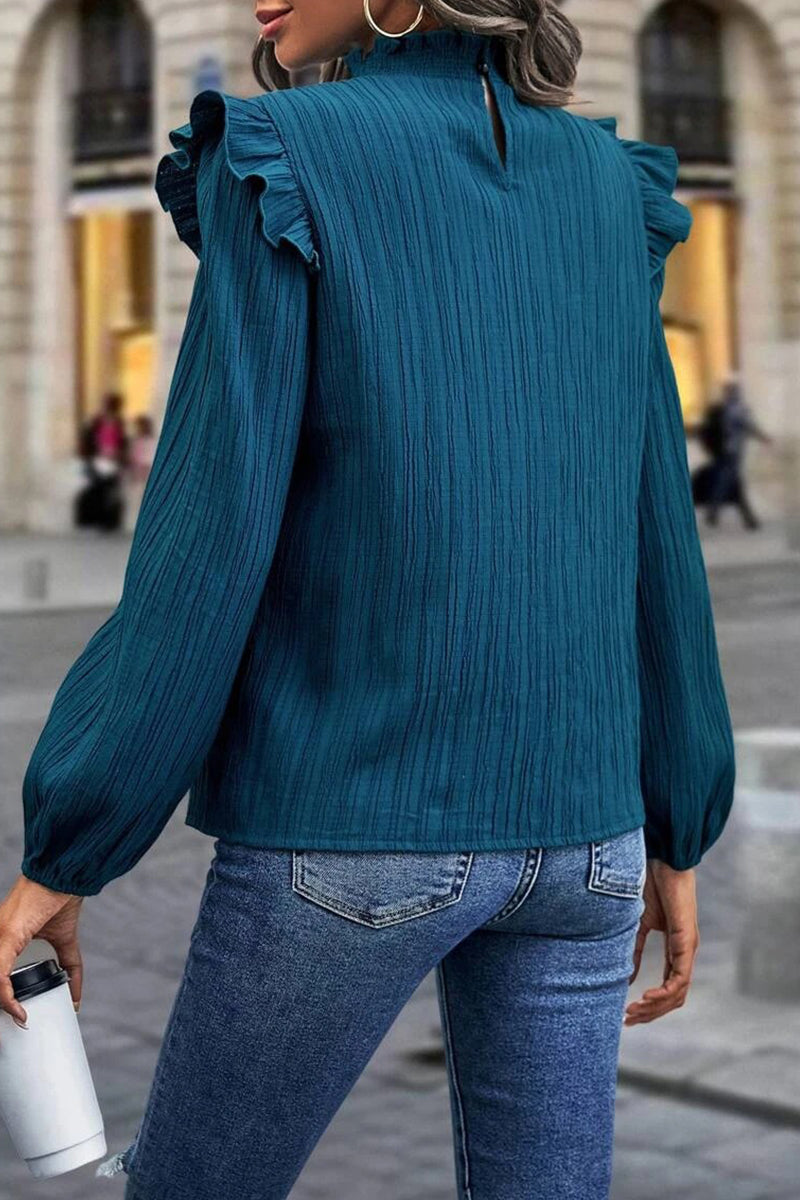 Heidi-Mode | Straßen Elegant Einfarbig Schnürselvage Mandarin Kragen Oberteile - 3 Farben