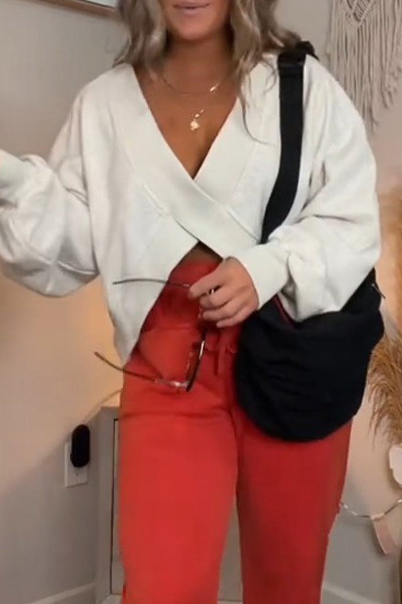 Heidi-Mode | Lässige Einfarbige Patchwork Asymmetrische Kragenoberteile - 4 Farben