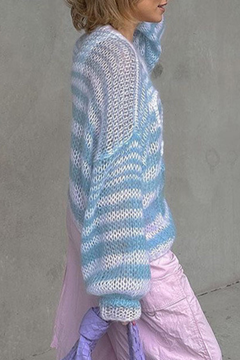 Heidi-Mode | Lässige Gestreifte Patchwork O-Neck Tops