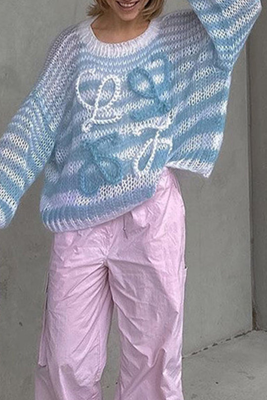 Heidi-Mode | Lässige Gestreifte Patchwork O-Neck Tops