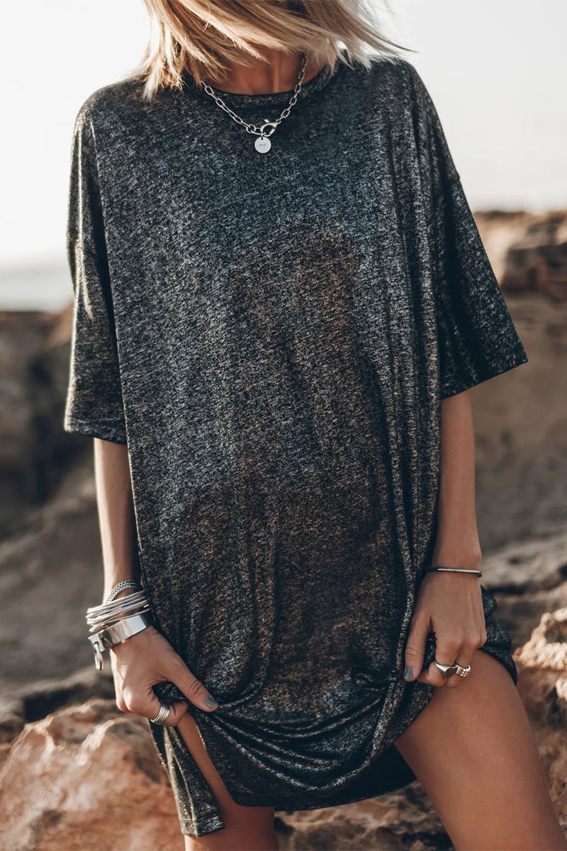 Heidi-Mode | Lässig Einfarbig Schlitz O-Hals T-Shirts
