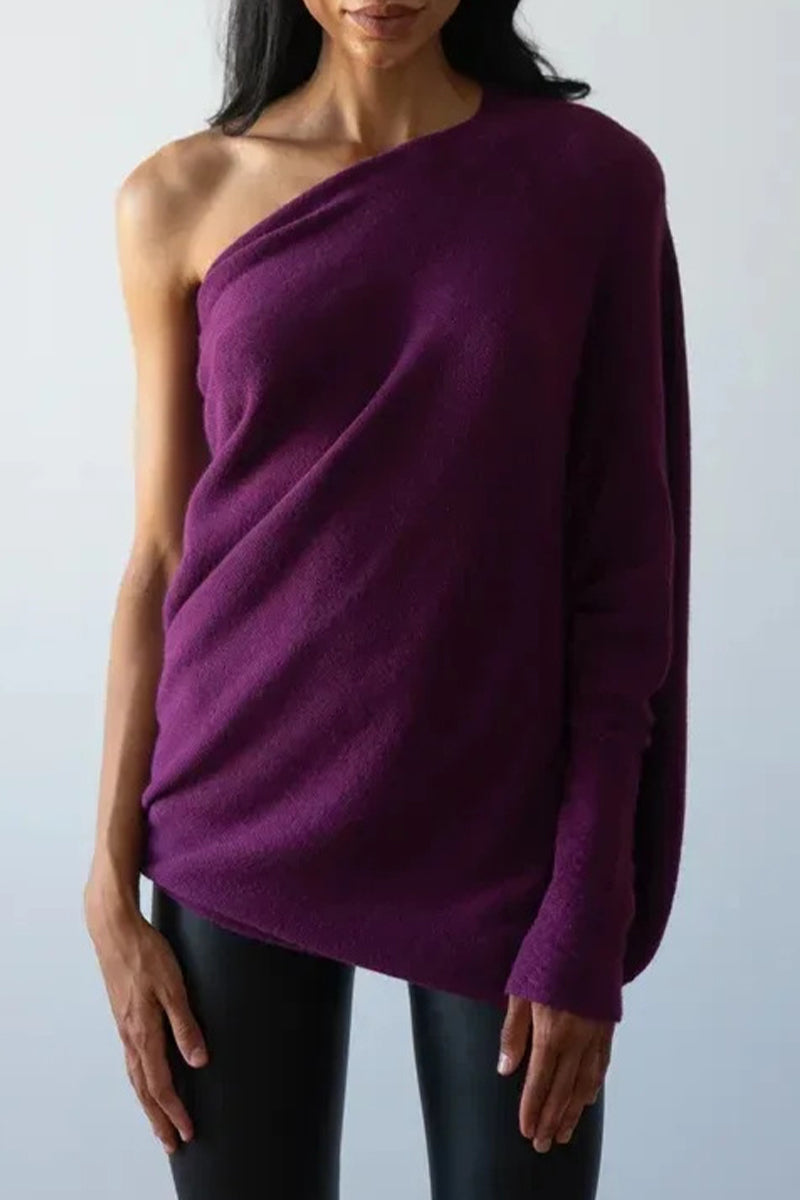 Heidi-Mode | Legere Einfachheit Einfarbige Alte O-Ausschnitt Tops - 10 Farben