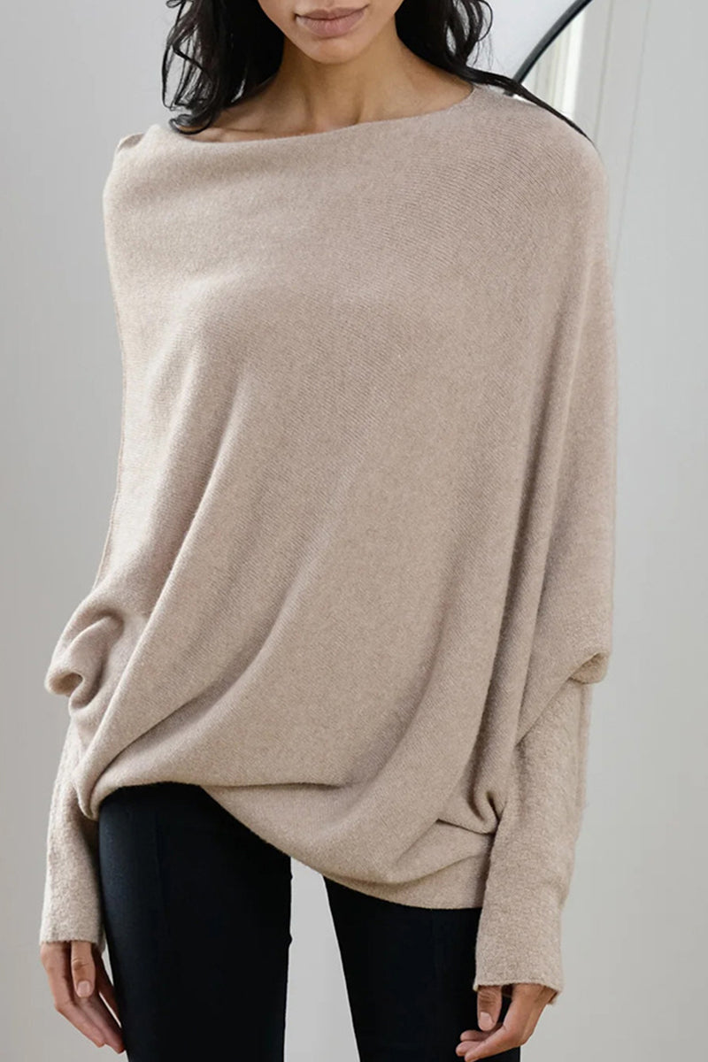 Heidi-Mode | Legere Einfachheit Einfarbige Alte O-Ausschnitt Tops - 10 Farben
