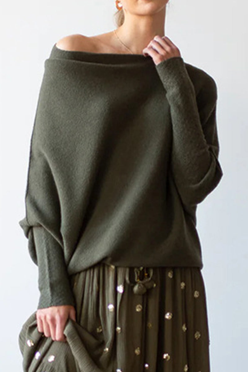 Heidi-Mode | Legere Einfachheit Einfarbige Alte O-Ausschnitt Tops - 10 Farben