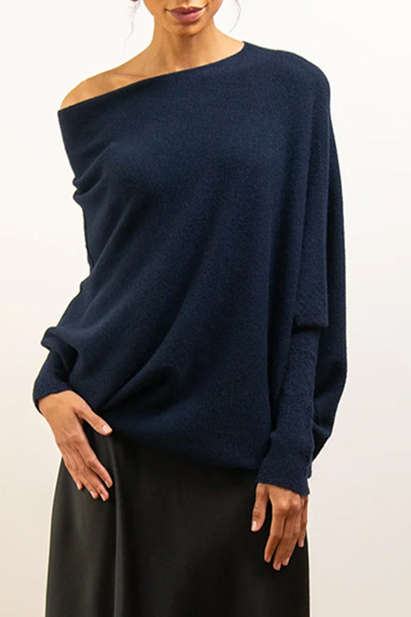 Heidi-Mode | Legere Einfachheit Einfarbige Alte O-Ausschnitt Tops - 10 Farben