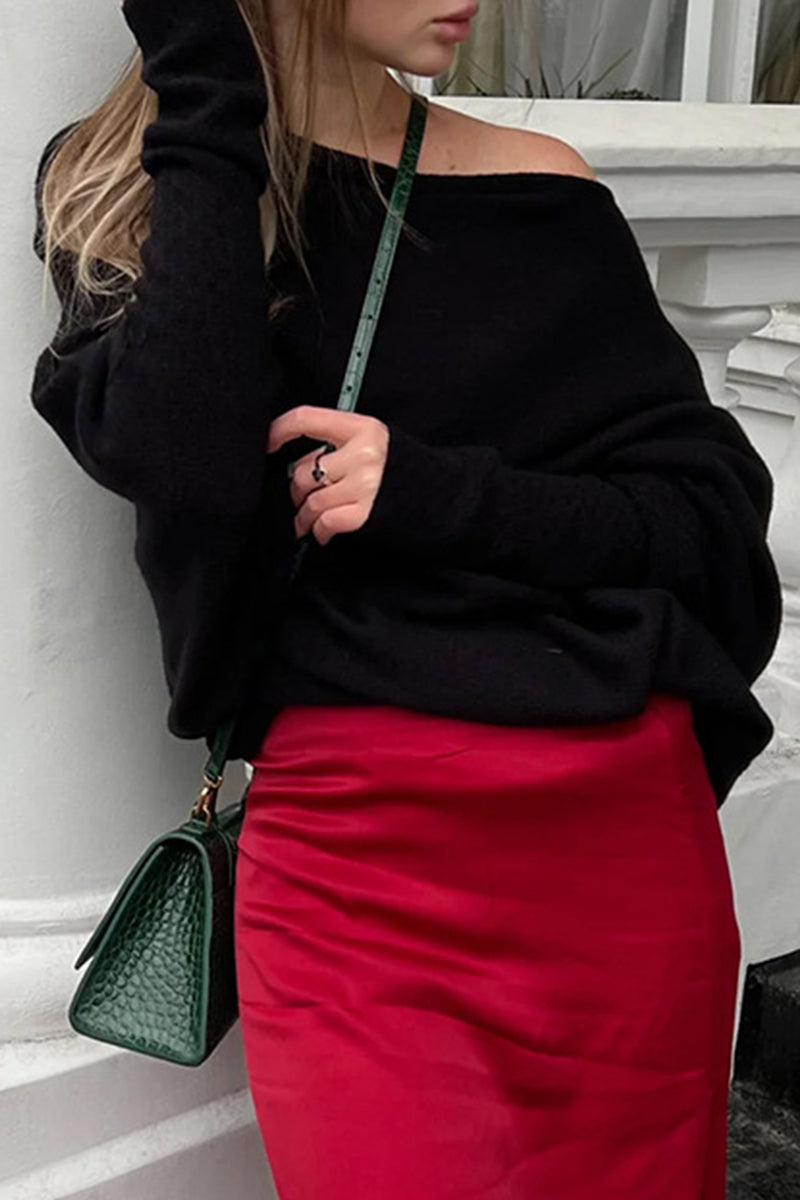 Heidi-Mode | Legere Einfachheit Einfarbige Alte O-Ausschnitt Tops - 10 Farben