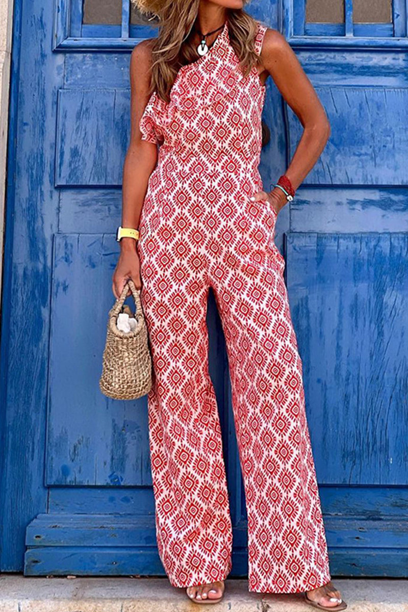 I Sexy ärmelloser Bohemian-Jumpsuit mit Rüschen für Damen