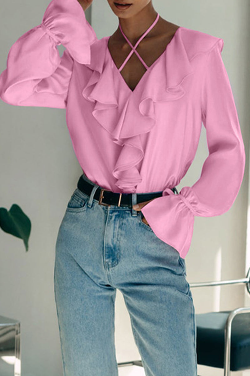Heidi-Mode | Elegante Schlichtheit Solide Flounce Haltertops