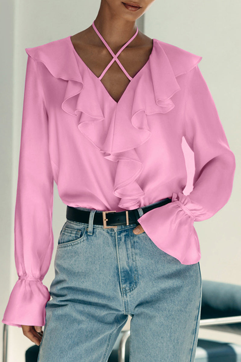 Heidi-Mode | Elegante Schlichtheit Solide Flounce Haltertops