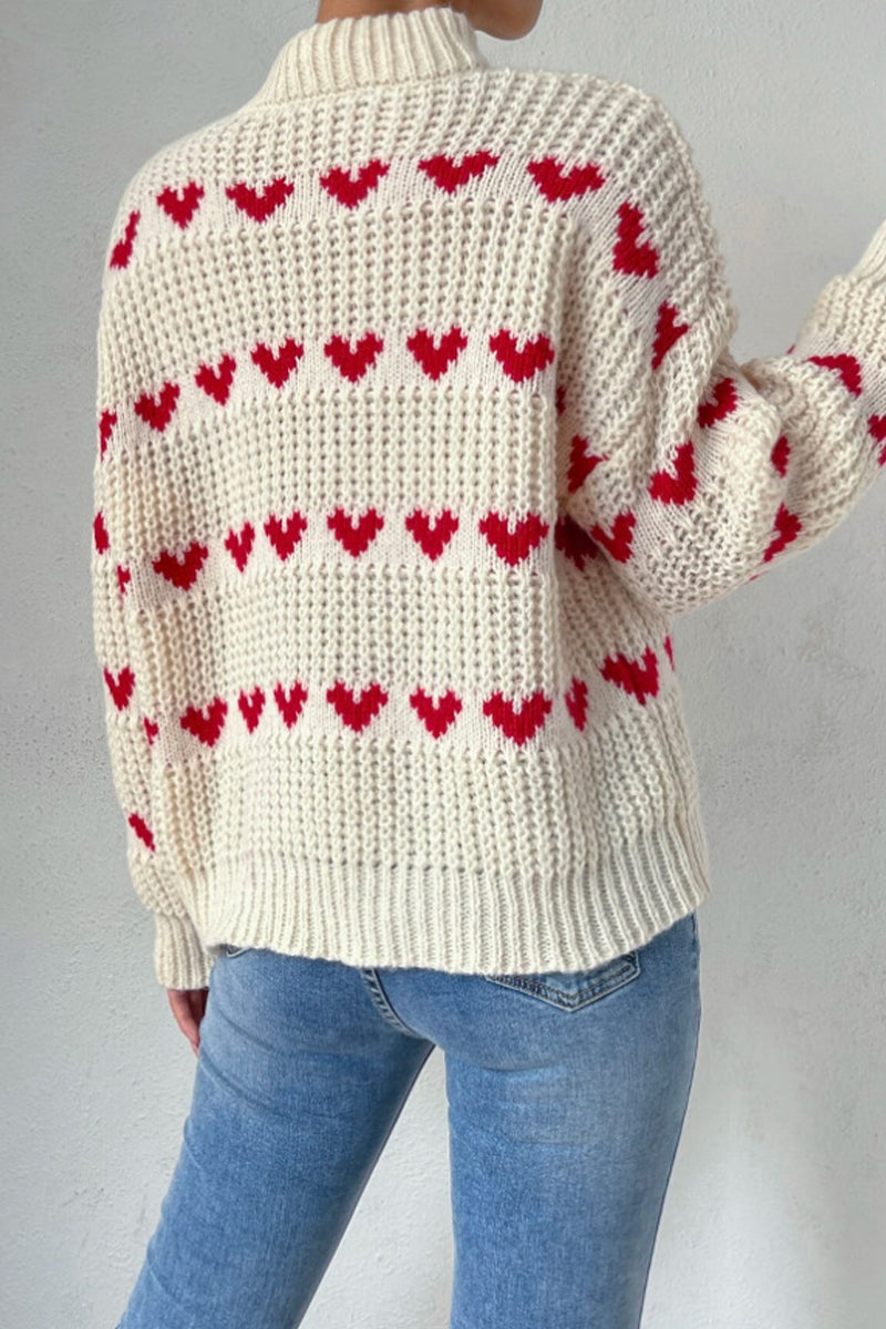 Heidi-Mode | Lässiger Süßer Geometrischer Gewebe Rollkragenpullover