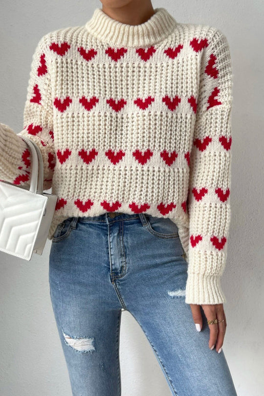 Heidi-Mode | Lässiger Süßer Geometrischer Gewebe Rollkragenpullover