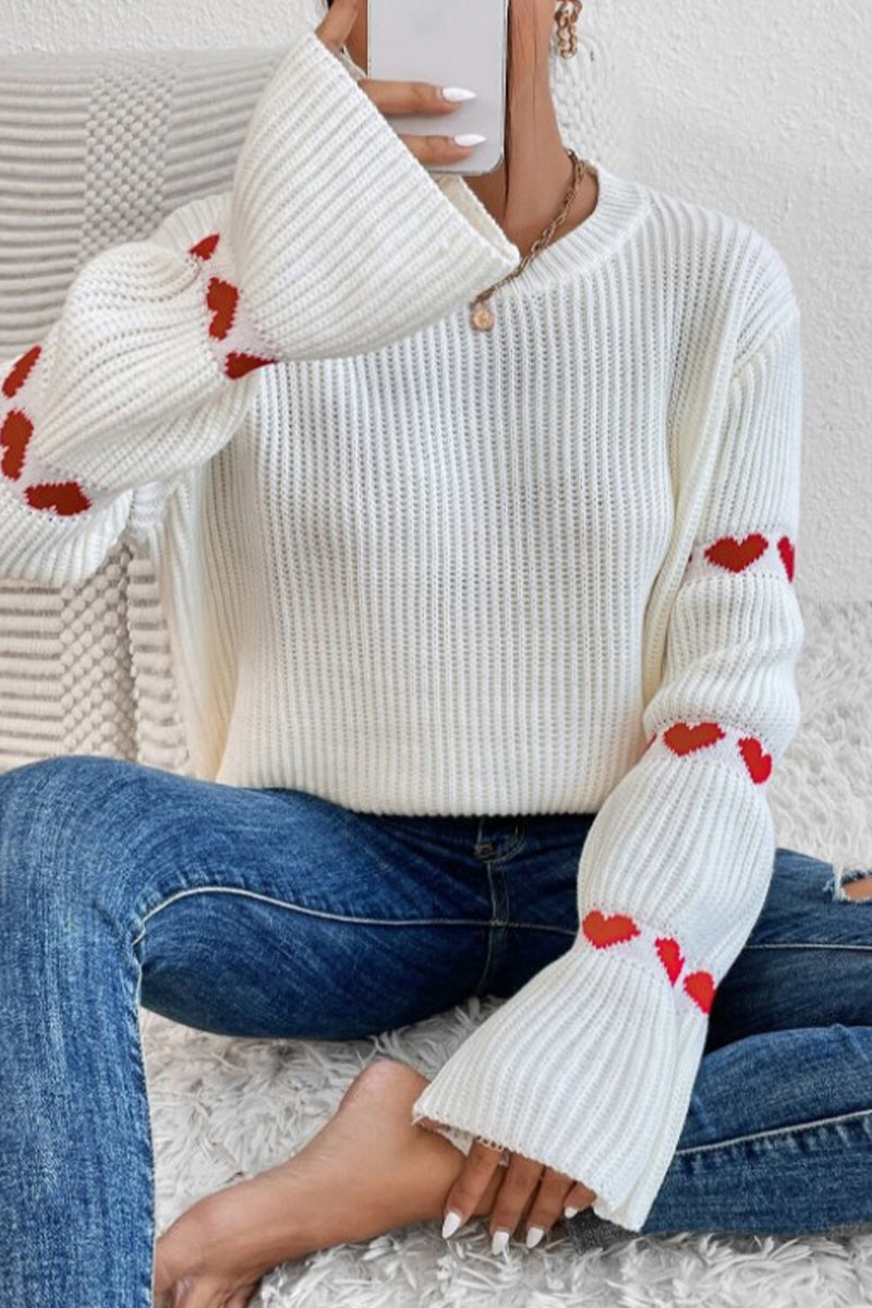 Heidi-Mode | Lässige geometrische Weberei O-Hals Tops