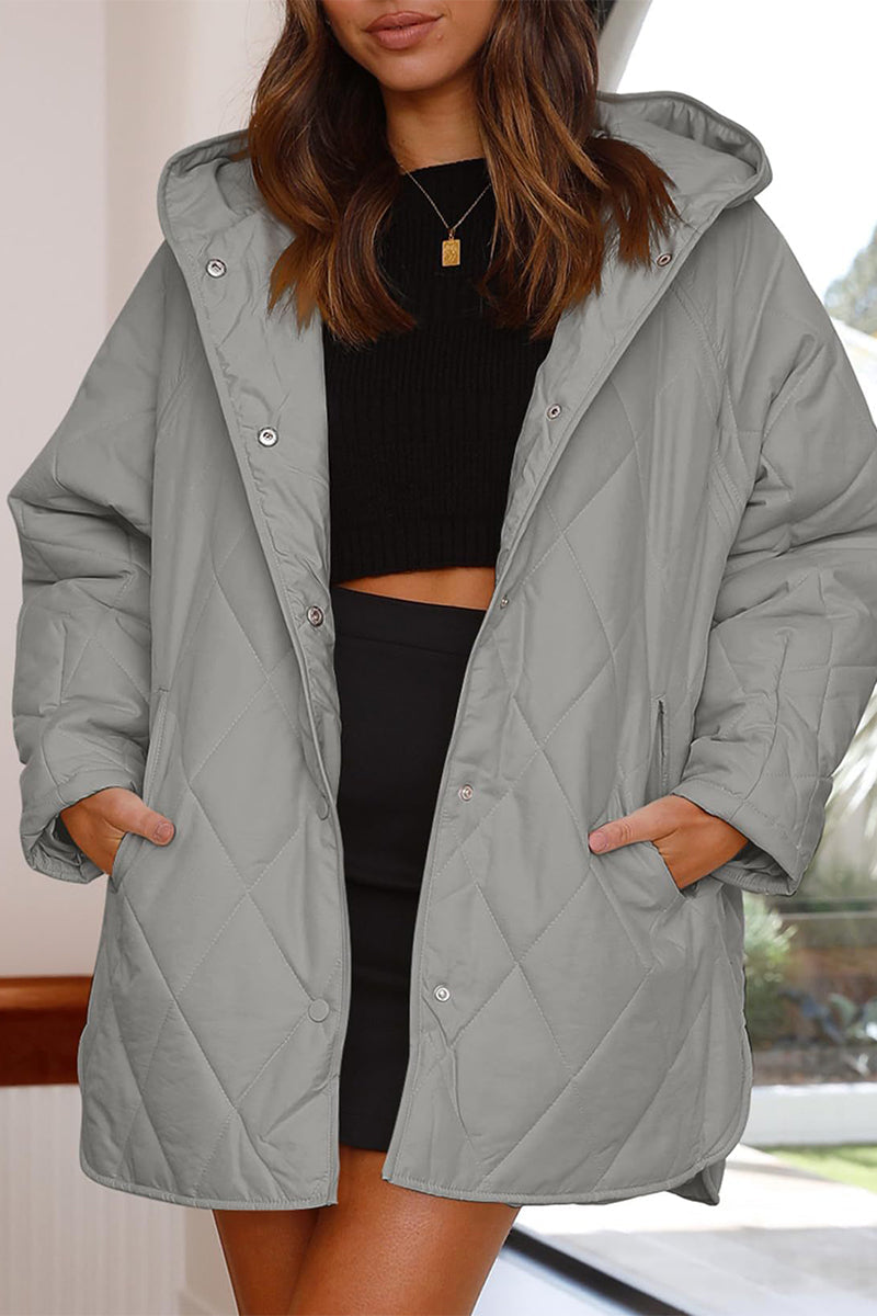 Heidi-Mode | Lässig Einfarbig Tasche Kapuze Kragen Outerwear