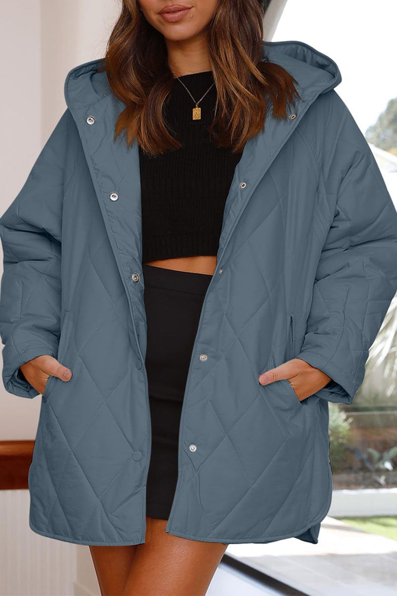 Heidi-Mode | Lässig Einfarbig Tasche Kapuze Kragen Outerwear