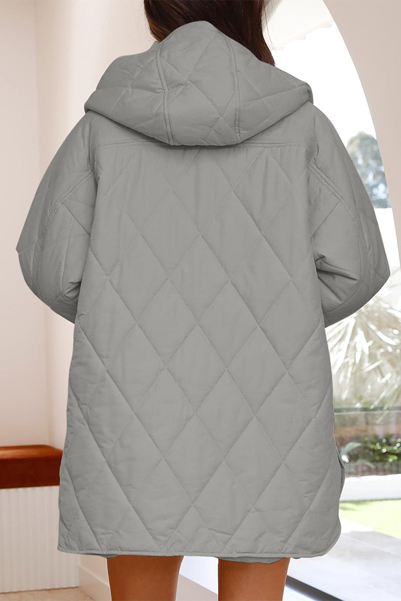 Heidi-Mode | Lässig Einfarbig Tasche Kapuze Kragen Outerwear