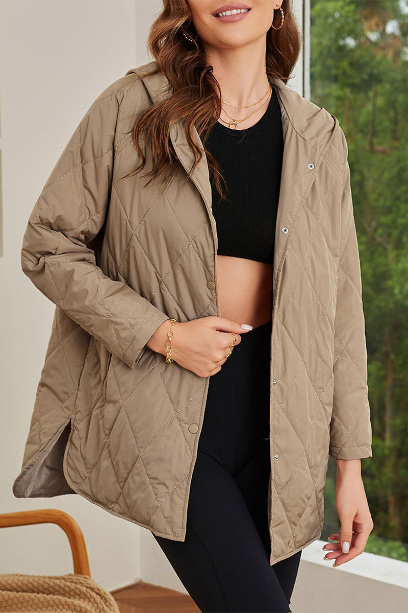 Heidi-Mode | Lässig Einfarbig Tasche Kapuze Kragen Outerwear