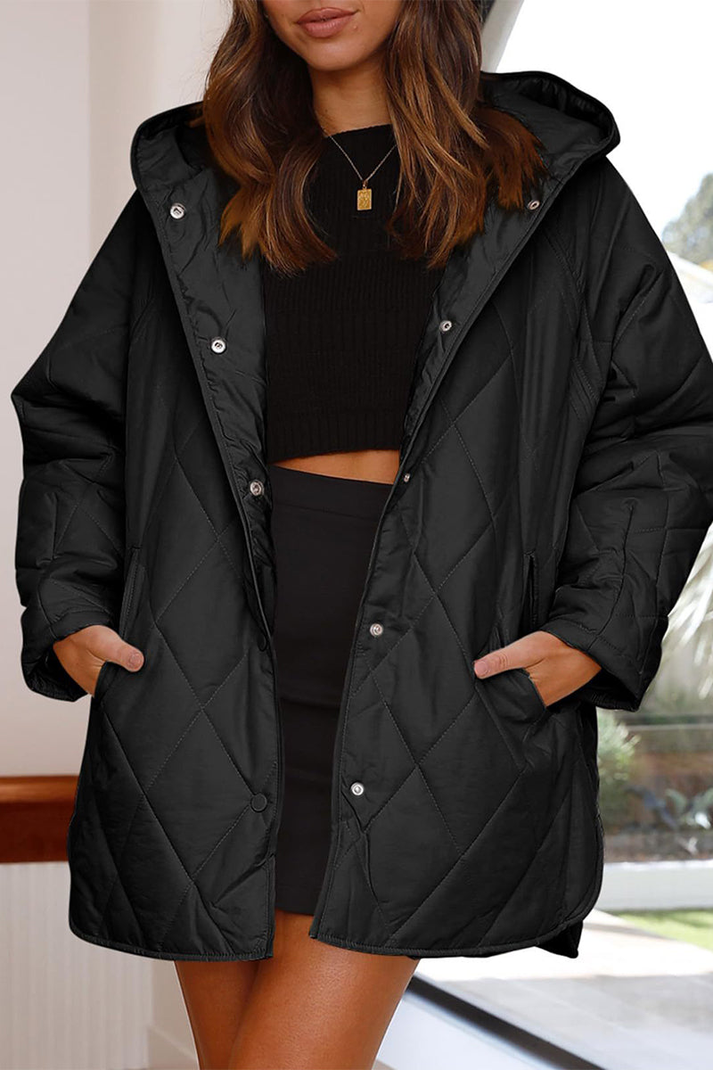 Heidi-Mode | Lässig Einfarbig Tasche Kapuze Kragen Outerwear