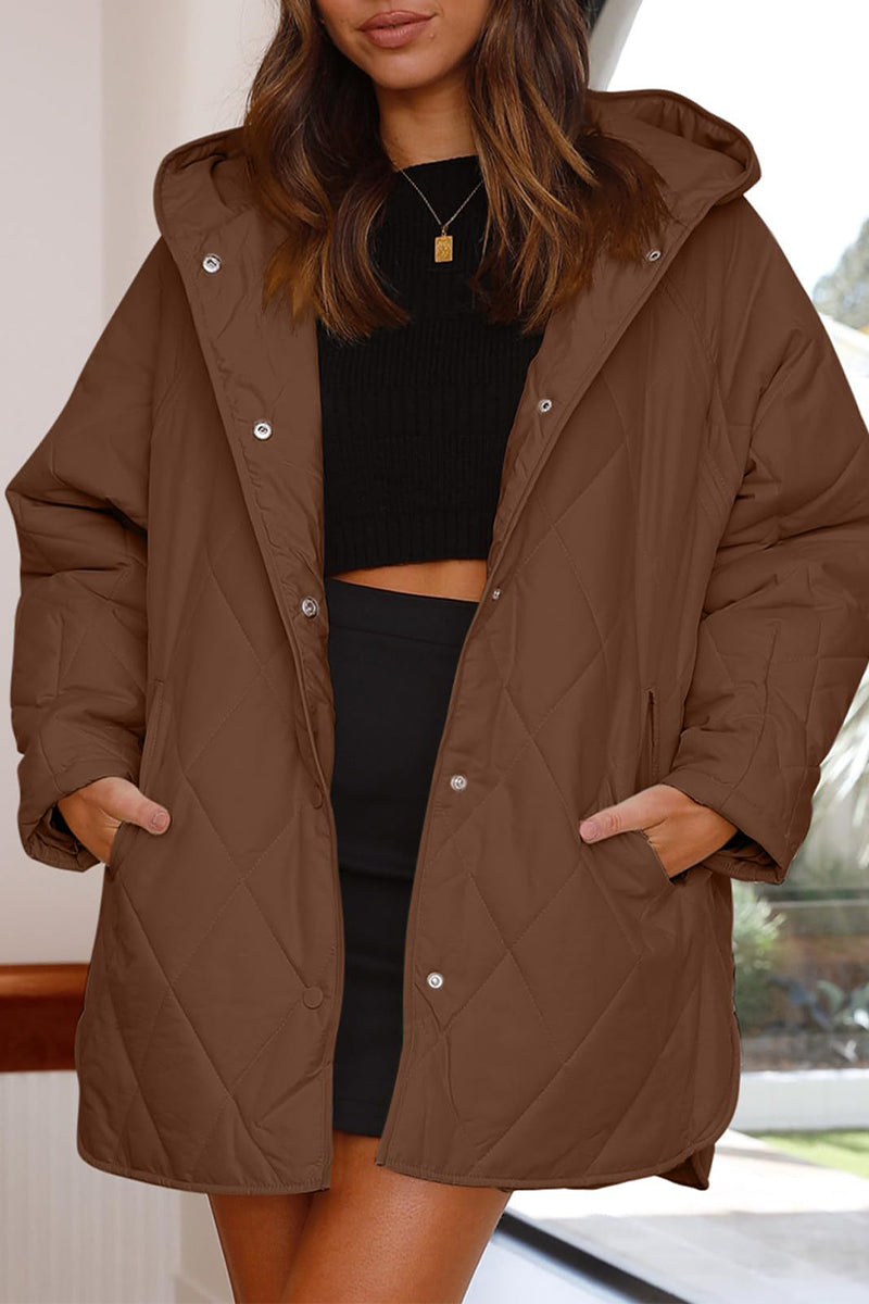Heidi-Mode | Lässig Einfarbig Tasche Kapuze Kragen Outerwear