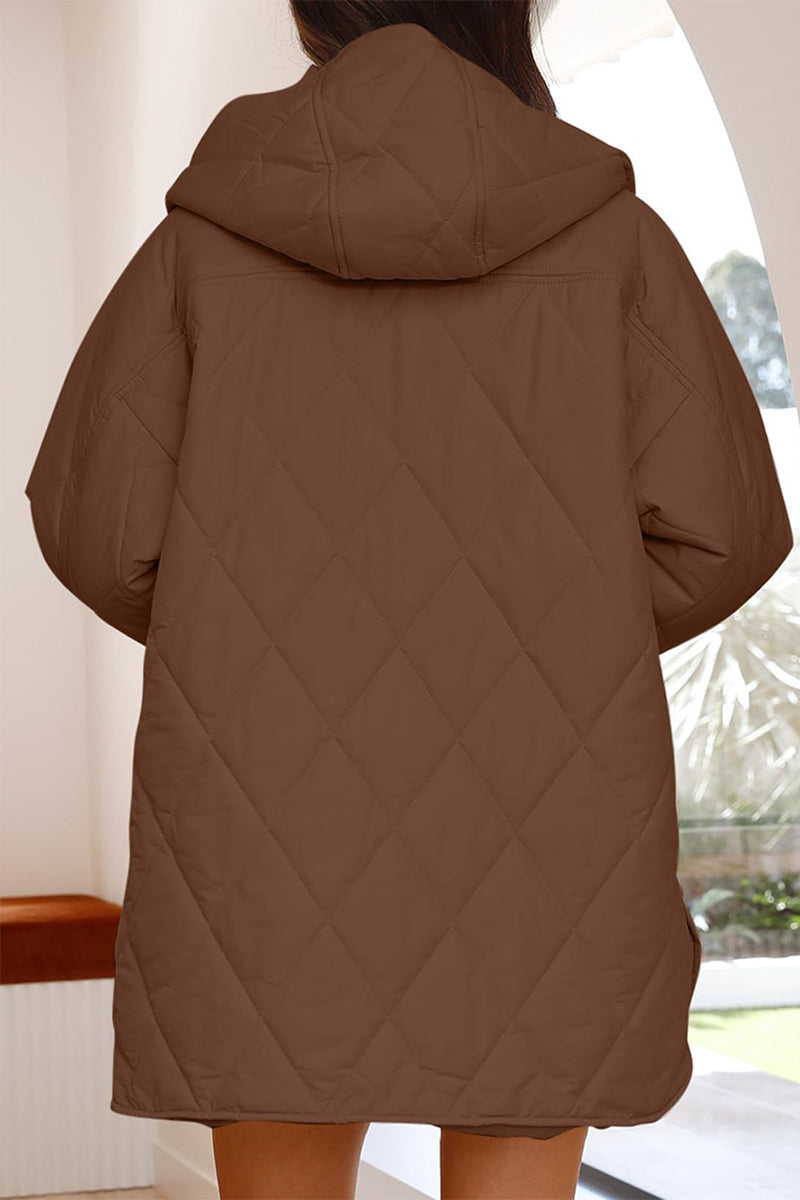 Heidi-Mode | Lässig Einfarbig Tasche Kapuze Kragen Outerwear