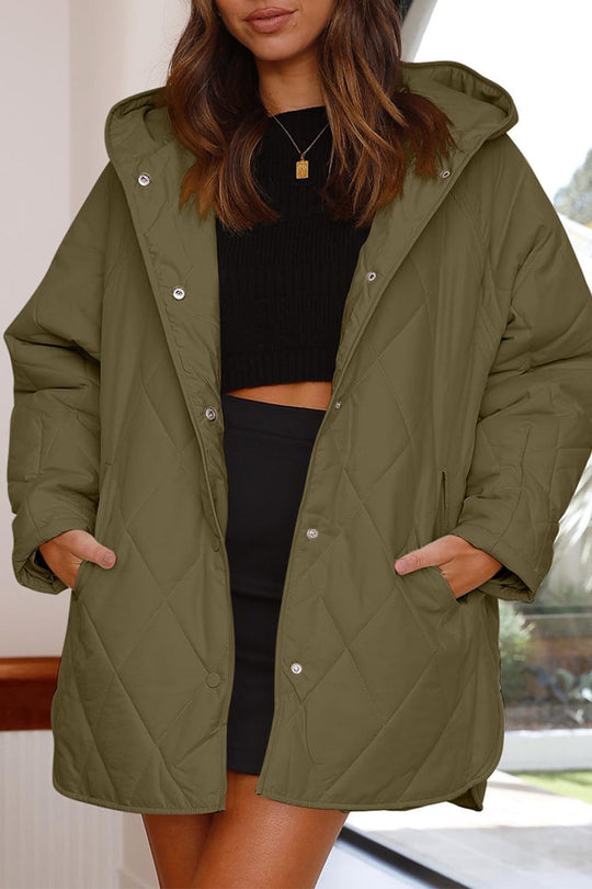 Heidi-Mode | Lässig Einfarbig Tasche Kapuze Kragen Outerwear