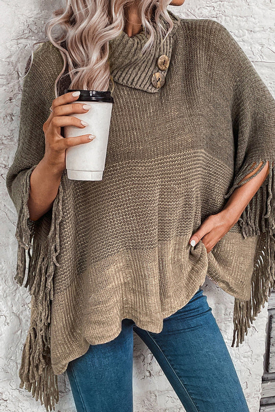 Heidi-Mode | Casual allmählicher Wechsel Quastenweave Rollkragen Tops