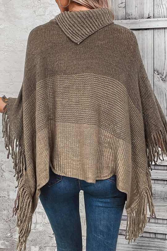Heidi-Mode | Casual allmählicher Wechsel Quastenweave Rollkragen Tops