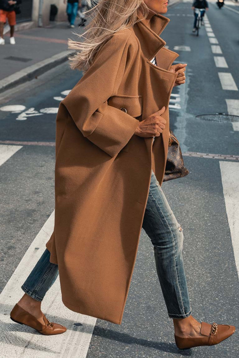 Heidi-Mode | Lässige Street Einfarbige Tasche Knöpfe Umgeschlagenes Kragen Outerwear