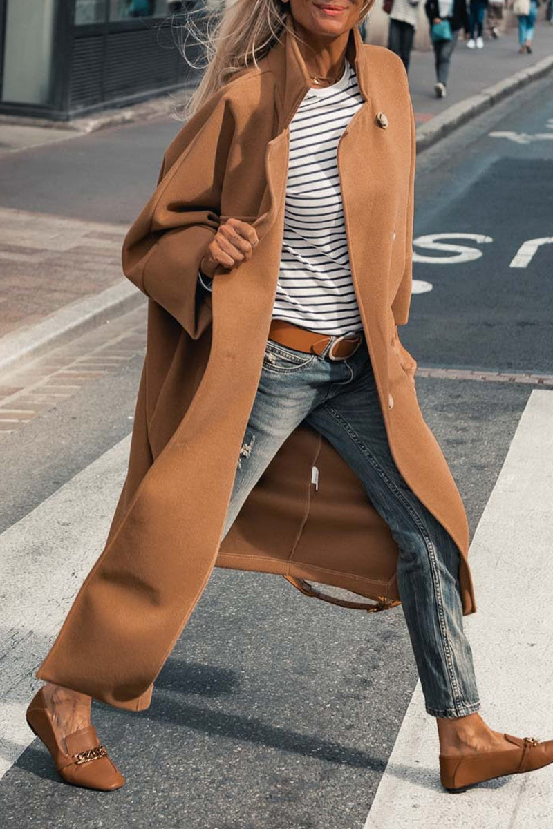 Heidi-Mode | Lässige Street Einfarbige Tasche Knöpfe Umgeschlagenes Kragen Outerwear