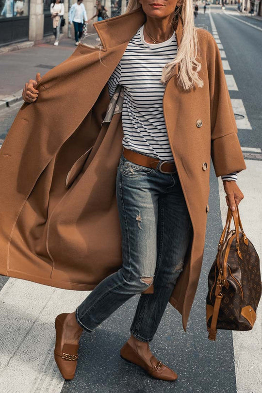 Heidi-Mode | Lässige Street Einfarbige Tasche Knöpfe Umgeschlagenes Kragen Outerwear