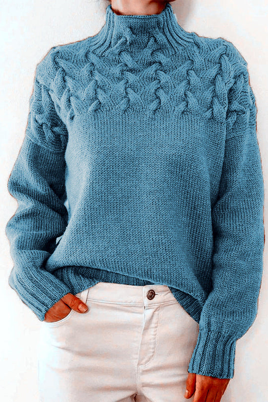Heidi-Mode | Lässiger Einfarbiger Strickpullover mit Rollkragen - 11 Farben